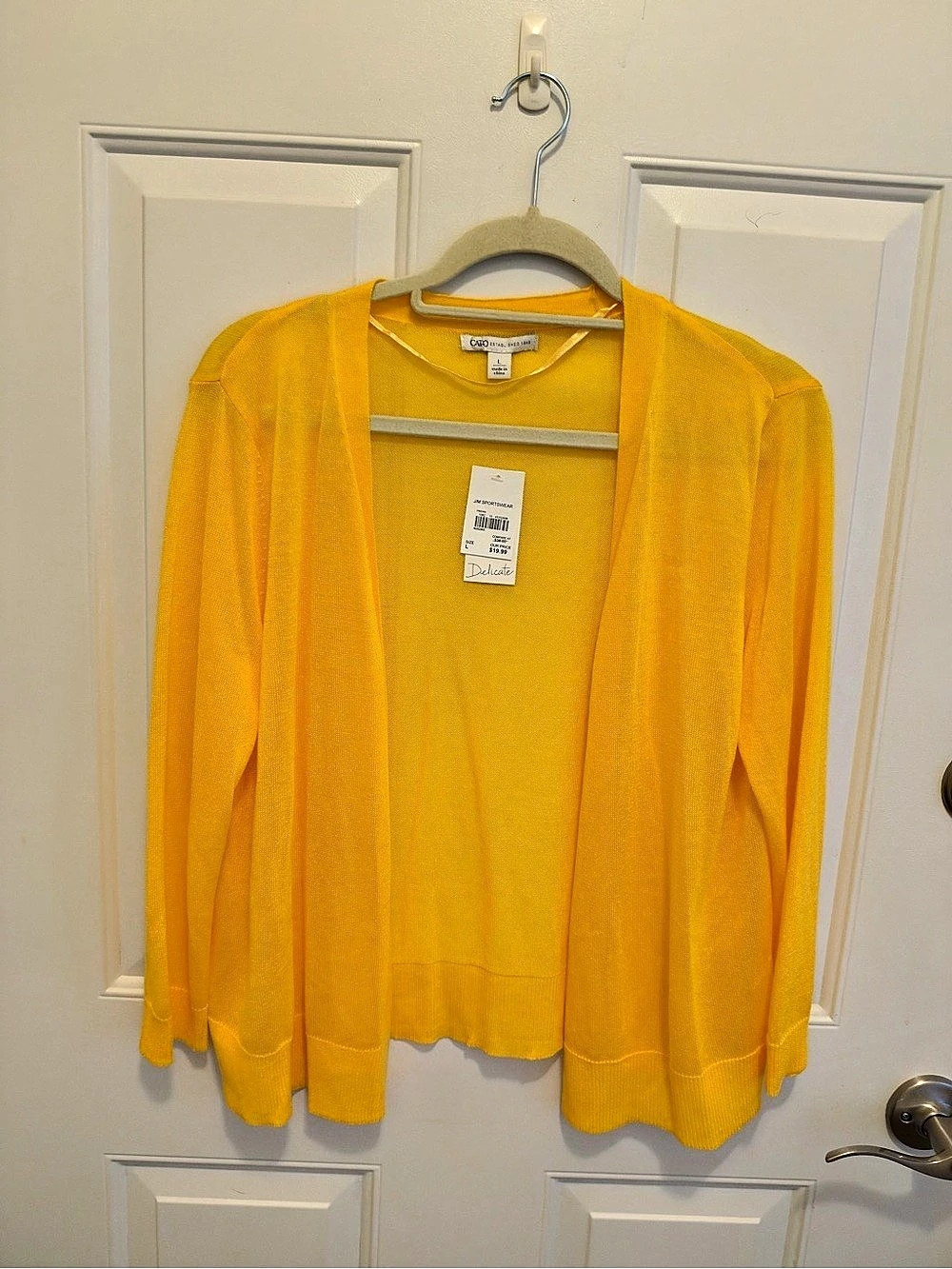 Cato J/M Sportswear Open Front Cardigan Yellow Large NWT